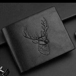 Men’s LEATHER wallet. Or I guess unisex wallet. Must like deer. Leather.